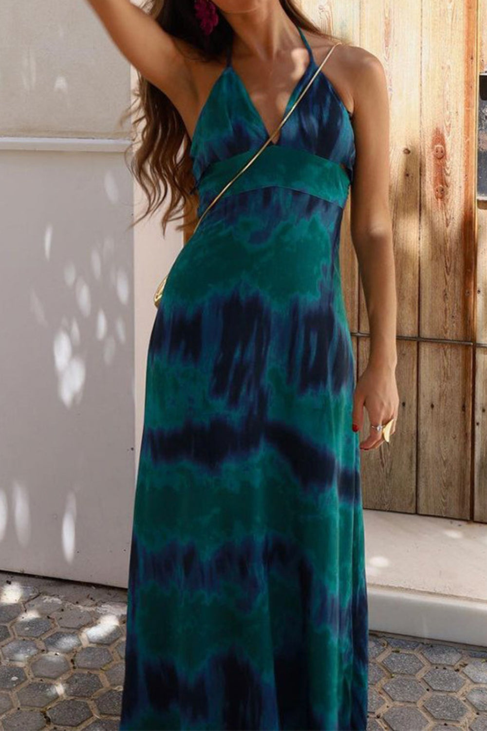 Fashion Feminine Printed Casual Tie Halter Neck Backless  Maxi Dress