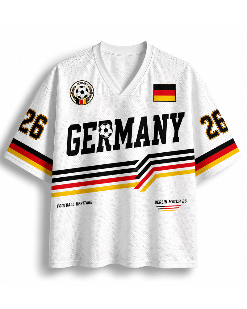 TheRetroTee Deutschland Klassisches Fußball Fan Mesh Trikot
