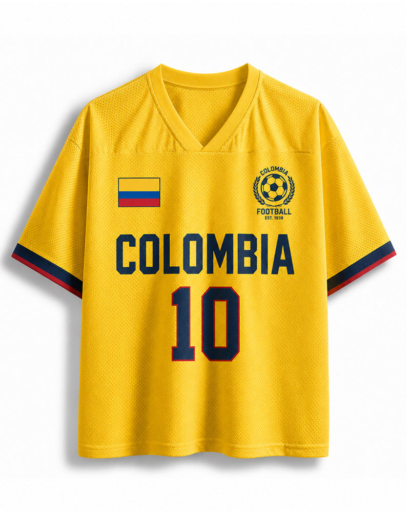 Das RetroTee Vintage Kolumbien Fußball-Kulturerbe Mesh-Trikot