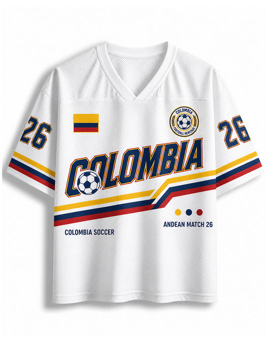 TheRetroTee Vintage Kolumbien Fußball Heritage Mesh Trikot