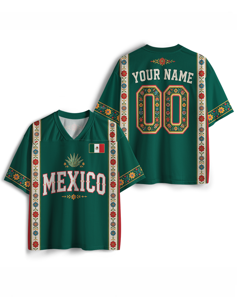 TheRetroTee Personalisiertes Mexiko Fußball-Mesh-Trikot
