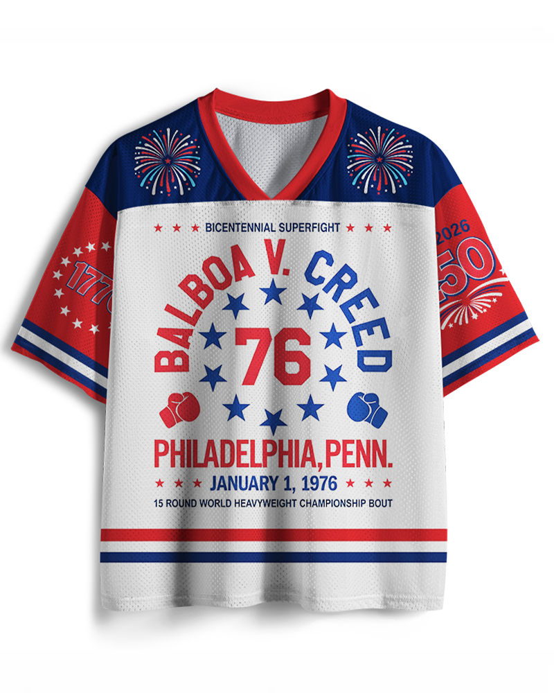 TheRetroTee American?Dream 1970s Vintage 4th of July Mesh Jersey