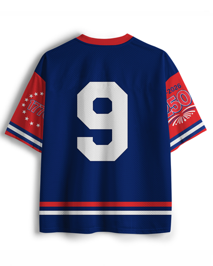 TheRetroTee American?Dream 1970s Vintage 4th of July Mesh Jersey