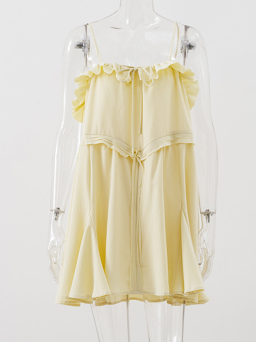 Women’s Casual Sleeveless Lace-Up V-Neck Mini Dress