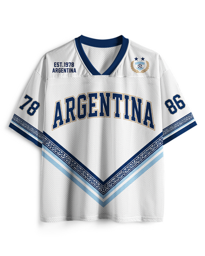 TheRetroTee Vintage Argentinien Fußball Mesh Trikot