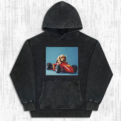 F1 Puppy Racer | T-shirt/Sweat-shirt/Sweat à capuche imprimé rétro amusant