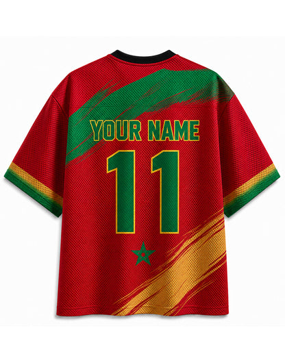 TheRetroTee Maillot de football du Maroc personnalisé en mesh