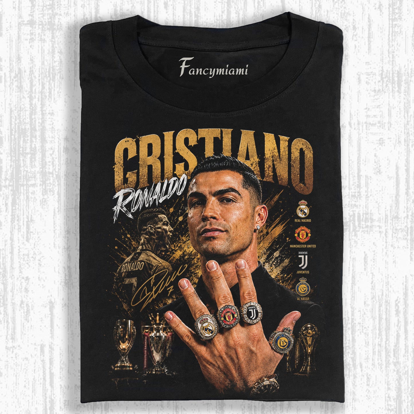 RETRO FOOTBALL LEGEND PORTRAIT FADED GRAPHIC TEE
