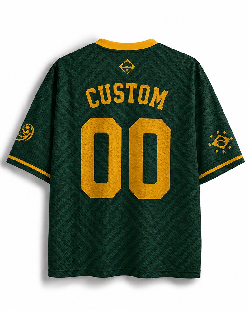 TheRetroTee Vintage Brazil Football Heritage Mesh-Trikot