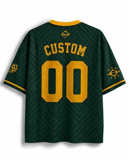 TheRetroTee Vintage Brazil Football Heritage Mesh-Trikot