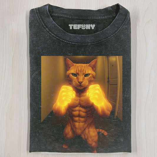 ABDOMINAL MUSCLE CAT VINTAGE T-SHIRT