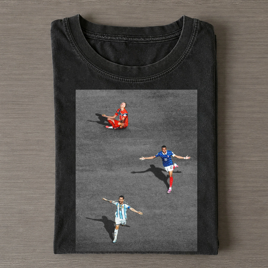 Three GOATs:Lionel Messi&Haaland &Mbappé Retro Tee