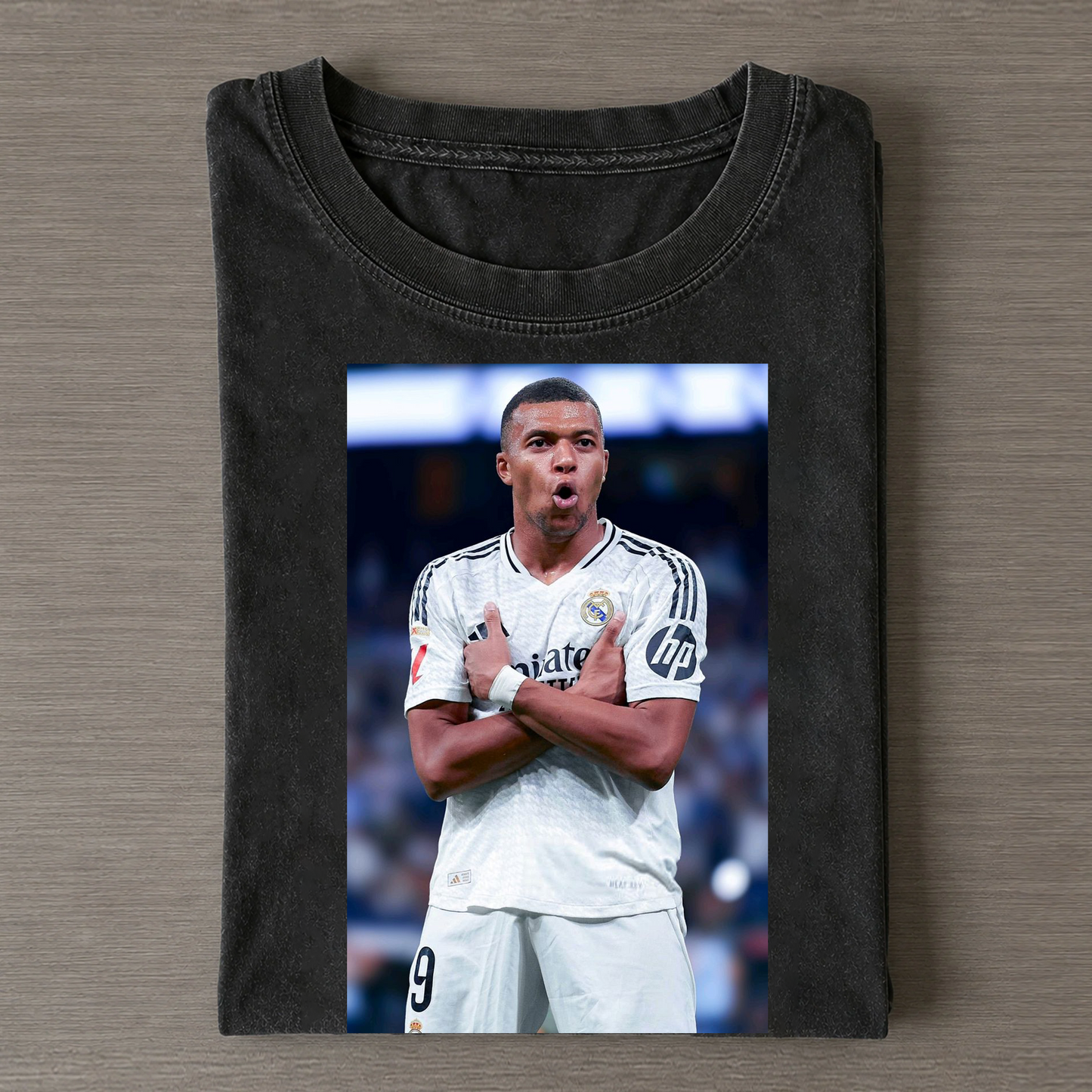 Kylian Mbappé Real Madrid Cross Arms Vintage Washed Tee