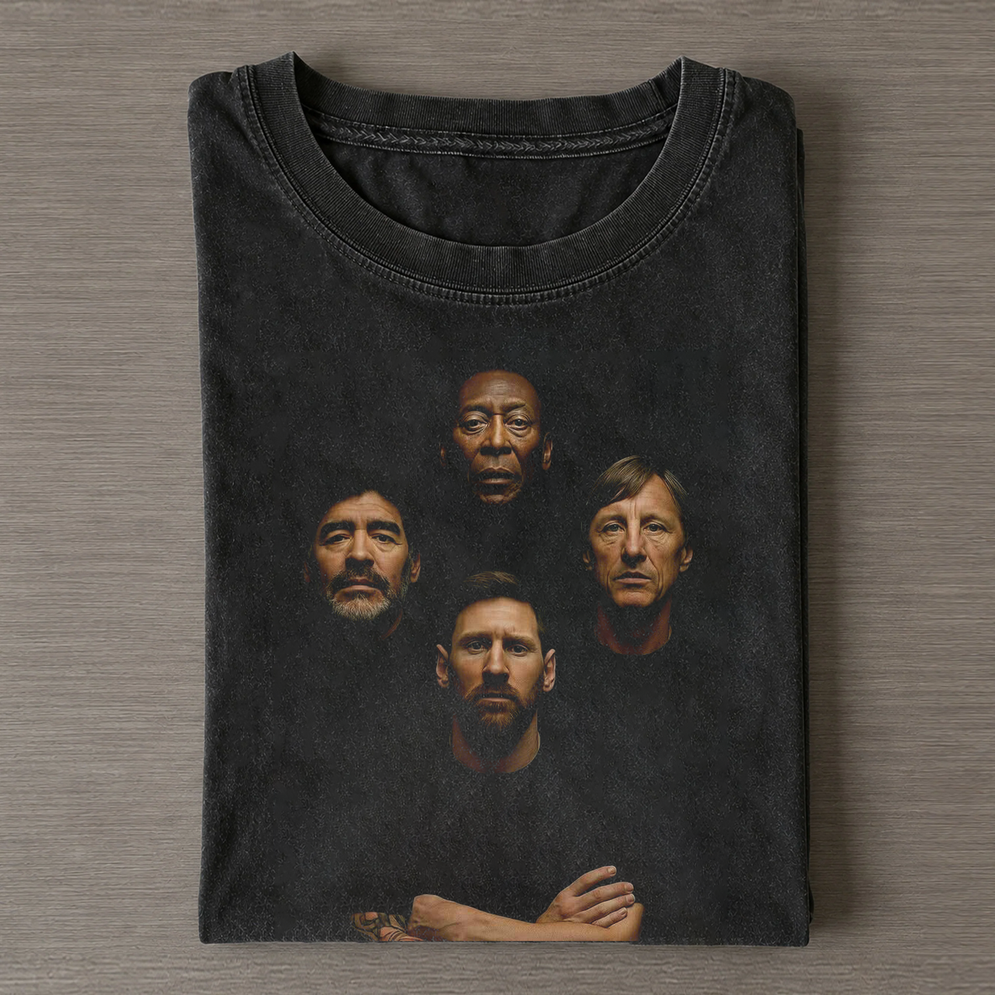Four Greatest Football Legends Pele Maradona Cruyff Messi Vintage Tee