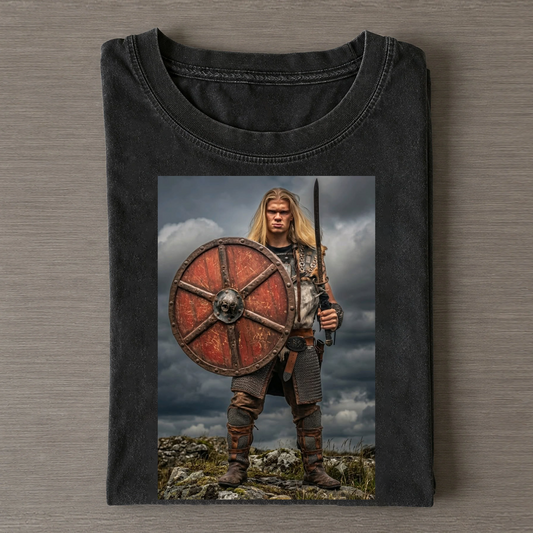 Erling Haaland Viking Warrior Shield Sword Vintage Football Tee