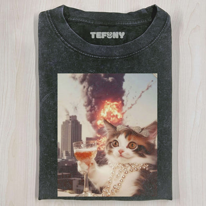 BUNNCALM AND COLLECTED CAT T-SHIRT V4
