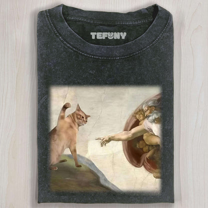 CAT - VERSION 'THE CREATION OF ADAM  T-SHIRT