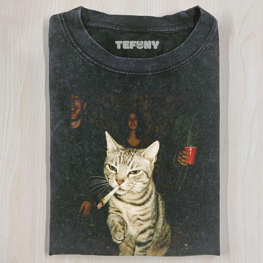CAT SMOKING T-SHIRT V1