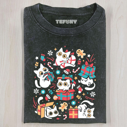 CHRISTMAS CAT PARTY T-SHIRT