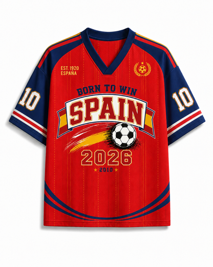 TheRetroTee Spain 26 Klassisches Fußball-Mesh-Trikot