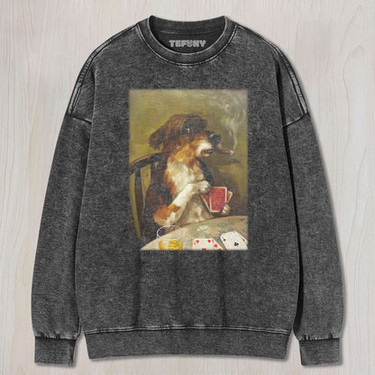DOGS THAT SMOKE AND PLAY CARDS TEE & SWEAT & HOOD