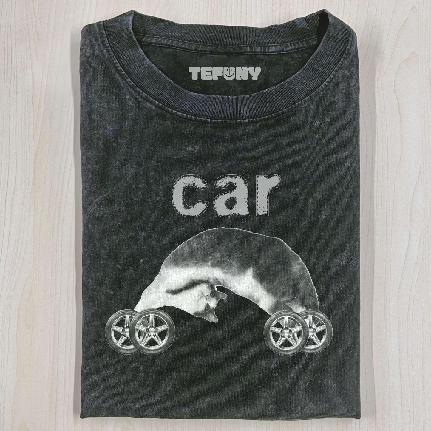 FUNNY CAT CAR T-SHIRT