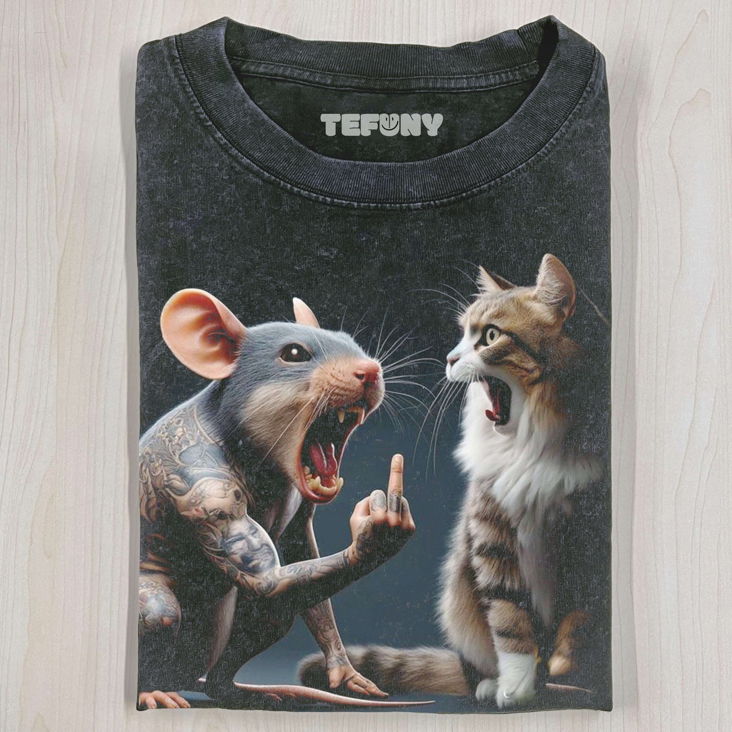 FUNNY MOUSE AND CAT T-SHIRT