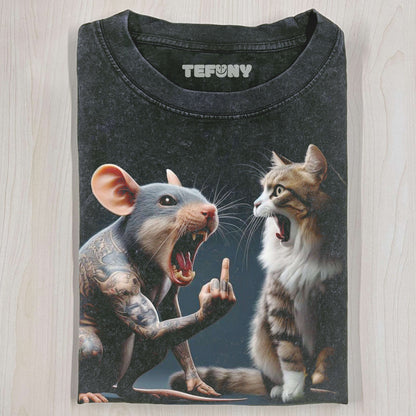FUNNY MOUSE AND CAT T-SHIRT