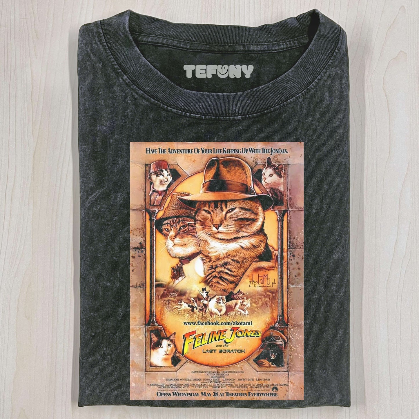 INDIANA JONES FUNNY CAT T-THIRT
