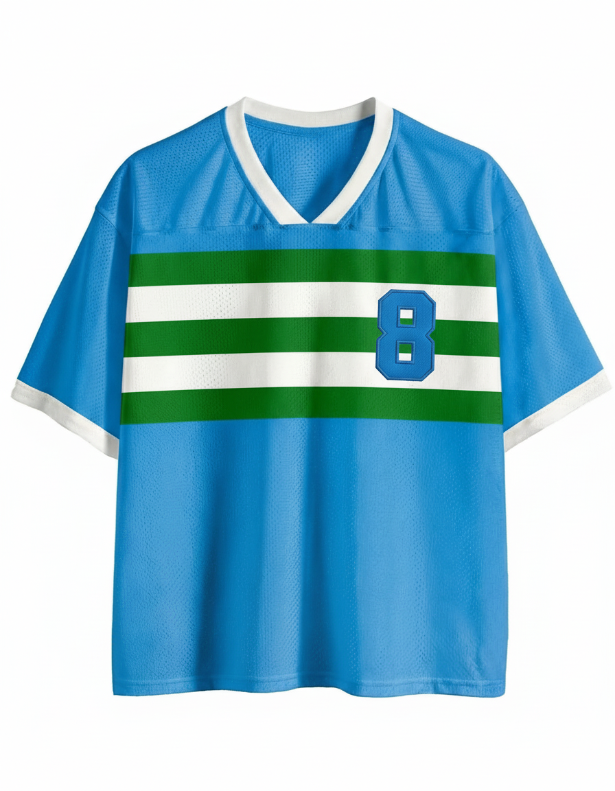 TheRetroTee Vintage Gestreiftes #8 Fußball-Mesh-Trikot