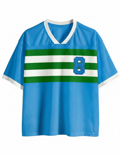 TheRetroTee Vintage Gestreiftes #8 Fußball-Mesh-Trikot