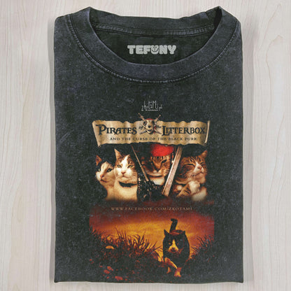 PIRATES OF THE CARIBBEAN FUNNY CAT T-THIRT