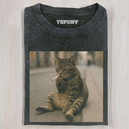 SMOKING CAT MEME T-SHIRT V1