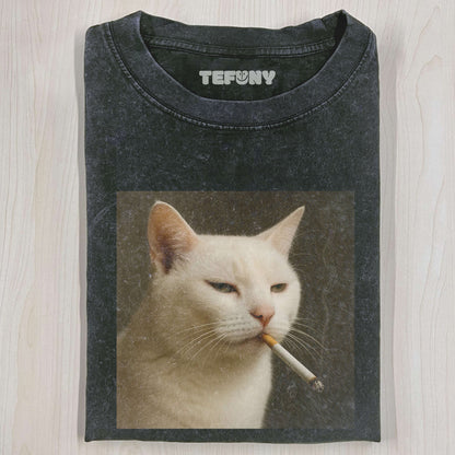 SMOKING CAT MEME T-SHIRT V4