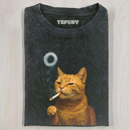 SMOKING CAT MEME T-SHIRT