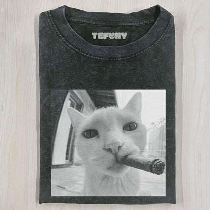 SMOKING CAT MEME T-SHIRT V2