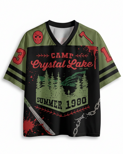 Maillot en maille TheRetroTee d'horreur inspiré du Camp Crystal Lake des années 1980