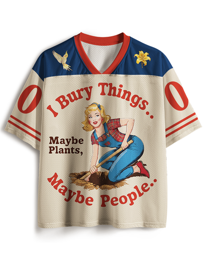 TheRetroTee TheRetroTee I Bury Things 1950s Mesh Jersey