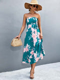 Summer Floral Print Boho A-Line Sleeveless Elegant Party  Maxi Dress