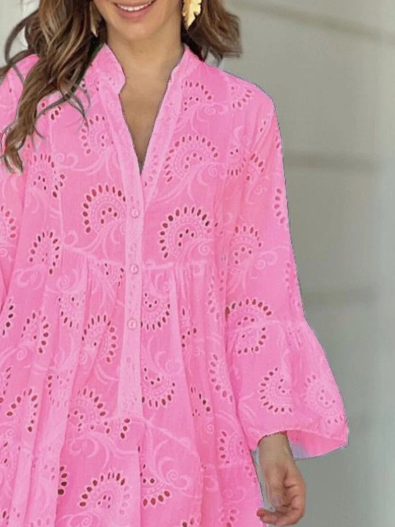 Full Size Eyelet Ruffled Hem Tiered Dress Plus Size