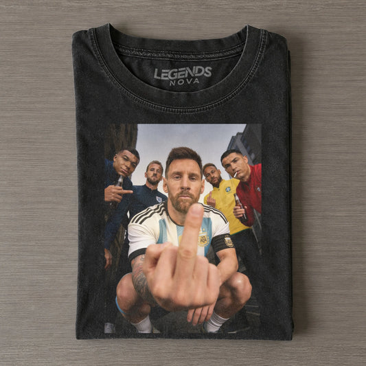 Mbappé Kane Messi Neymar Ronaldo Flip Off Vintage Graphic Tee