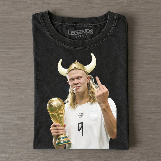Erling Haaland Viking Horn Helmet World Cup Champion Graphic Tee