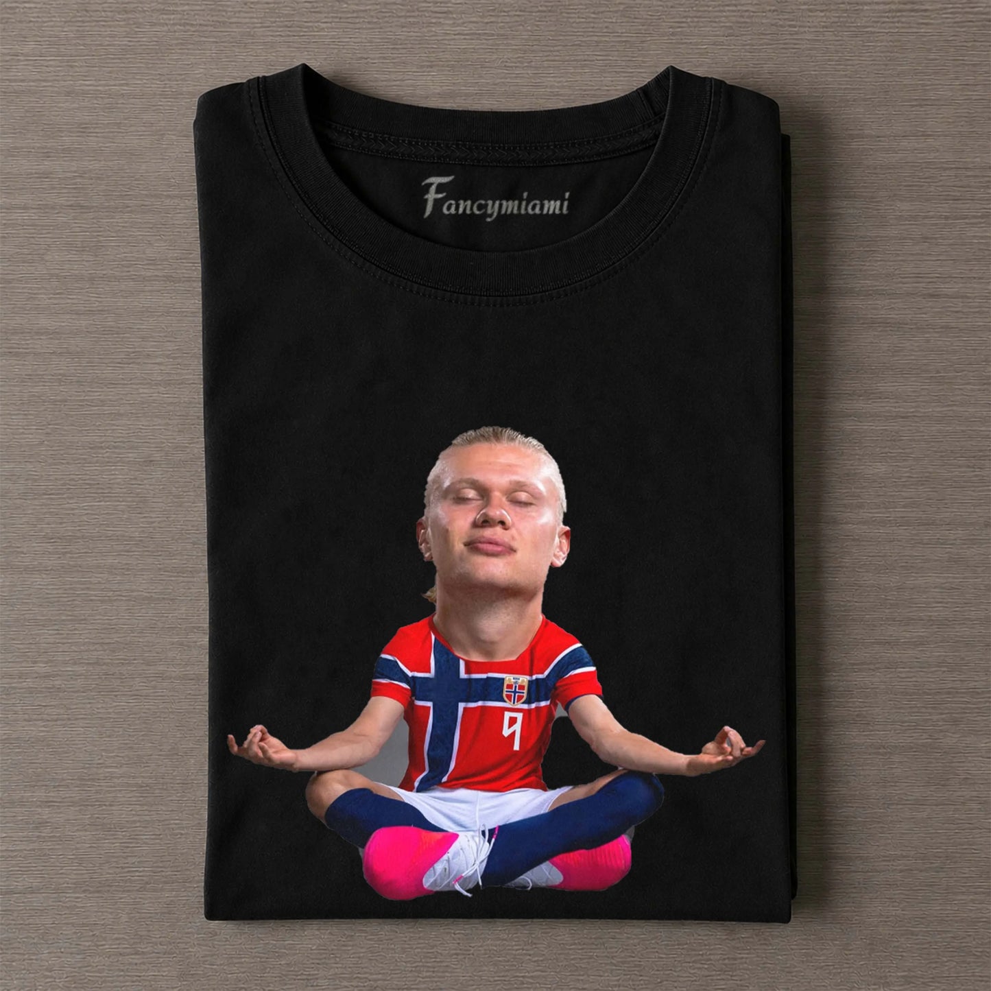 T-SHIRT DE MÉDITATION EN JERSEY À RAYURES CROISÉES PAYSAGE FJORD LAC