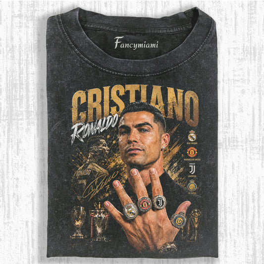 RETRO FUSSBALL-LEGENDE PORTRAIT VERWASCHENES GRAFIK-SHIRT