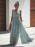 Summer Fashion Floral Print Maxi Dress Boho Beach Maxi Dress
