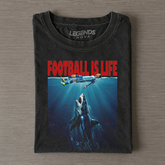 Football Is Life Messi Underwater Shark Vintage Soccer V2 Tee