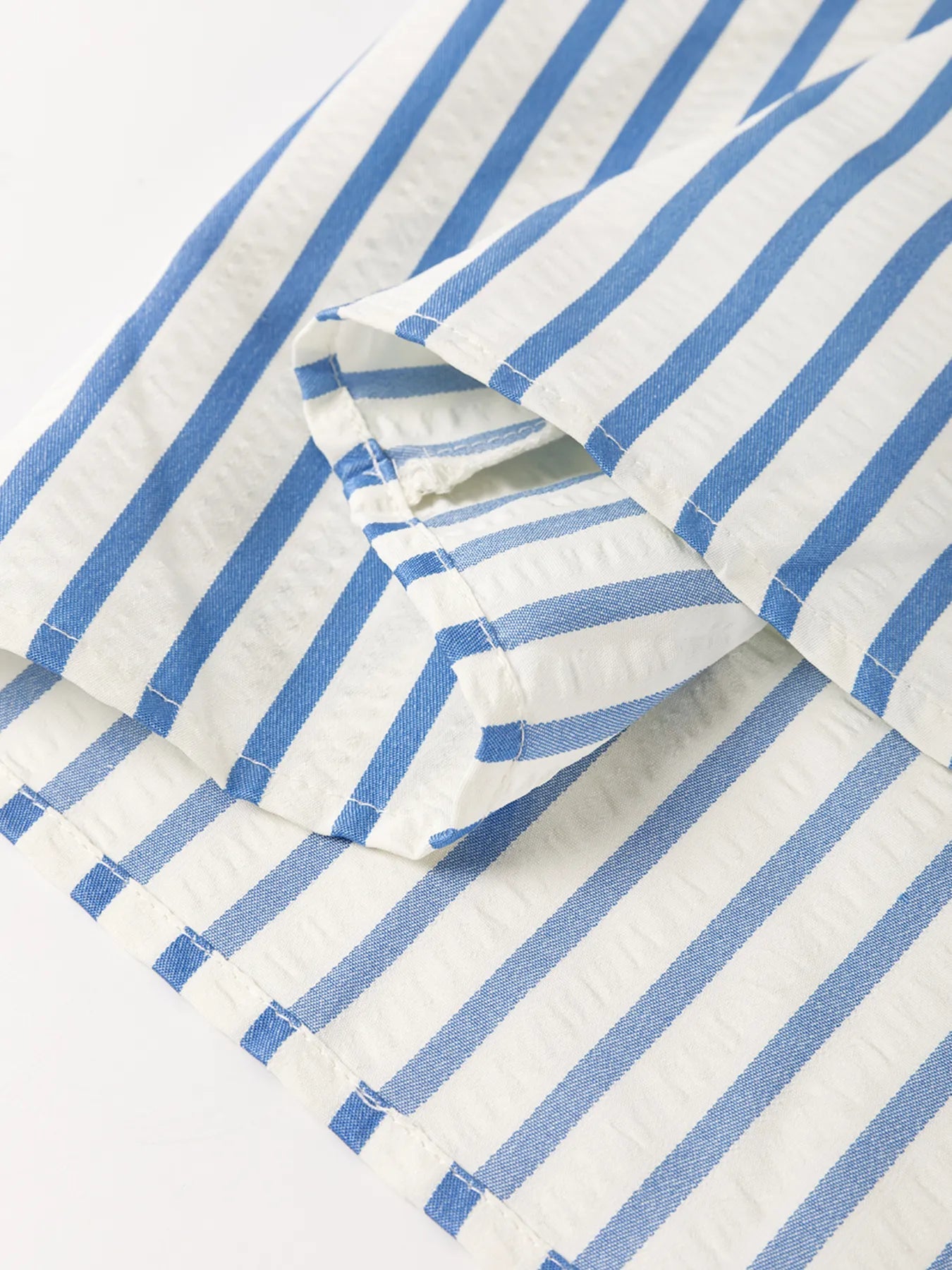 Stripe Knotted Sleeve Notched Shift Mini Dress