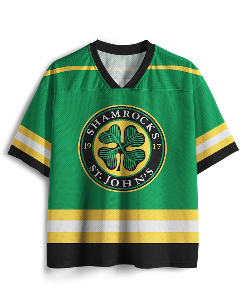 TheRetroTee Shamrocks #3 Grünes Eishockey-Mesh-Trikot
