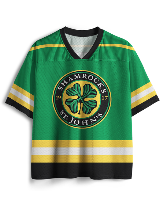 TheRetroTee Shamrocks #3 Green Hockey Mesh Jersey