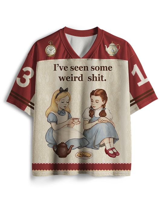 TheRetroTee Weird Stuff Girl 1990s Mesh Jersey